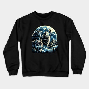 Three Wolves howling at the moon - Moonlight Crewneck Sweatshirt